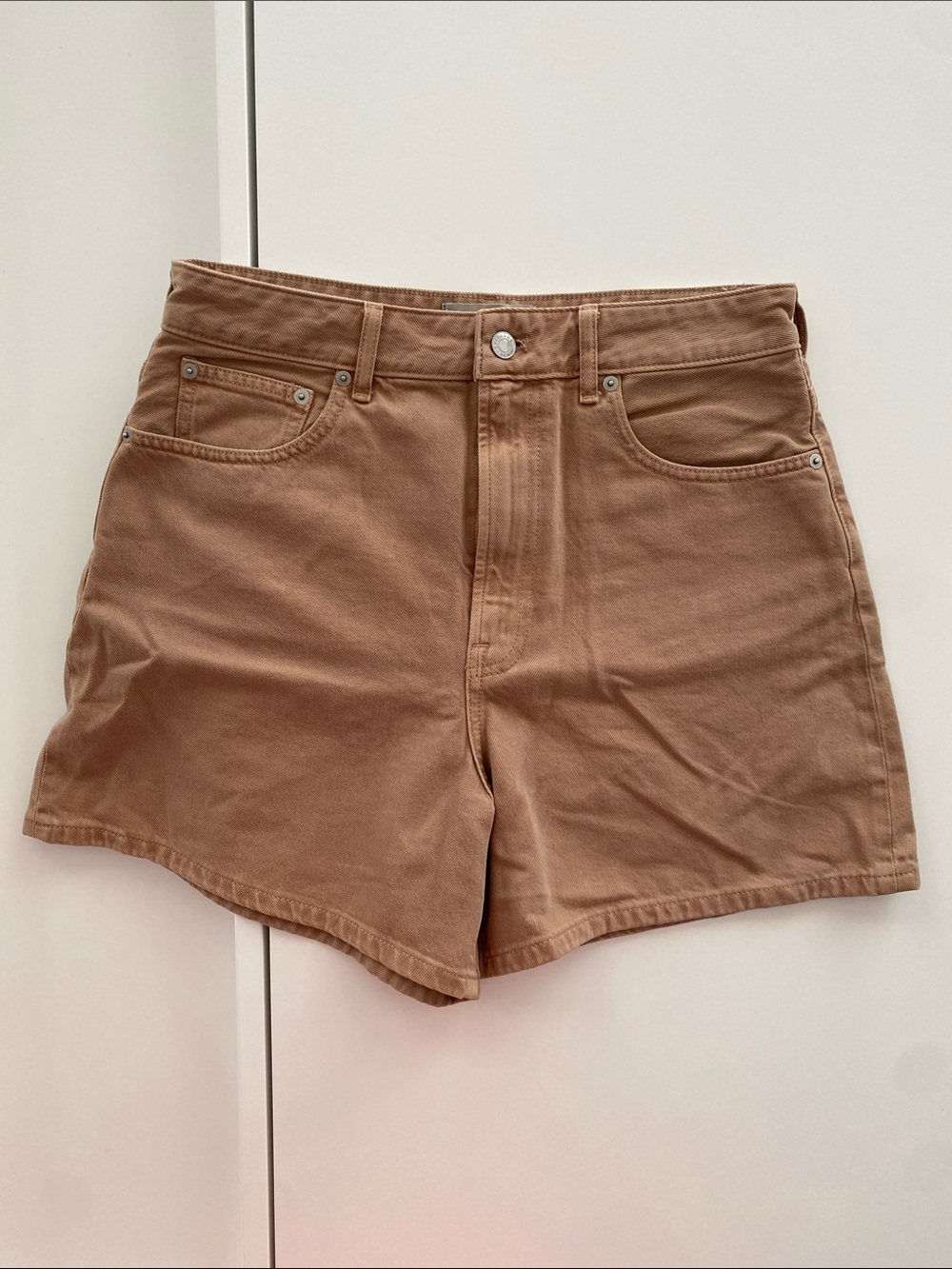 Everlane A-line Denim Shorts High-Rise Jean Short in Neutral Chanterelle Size 30